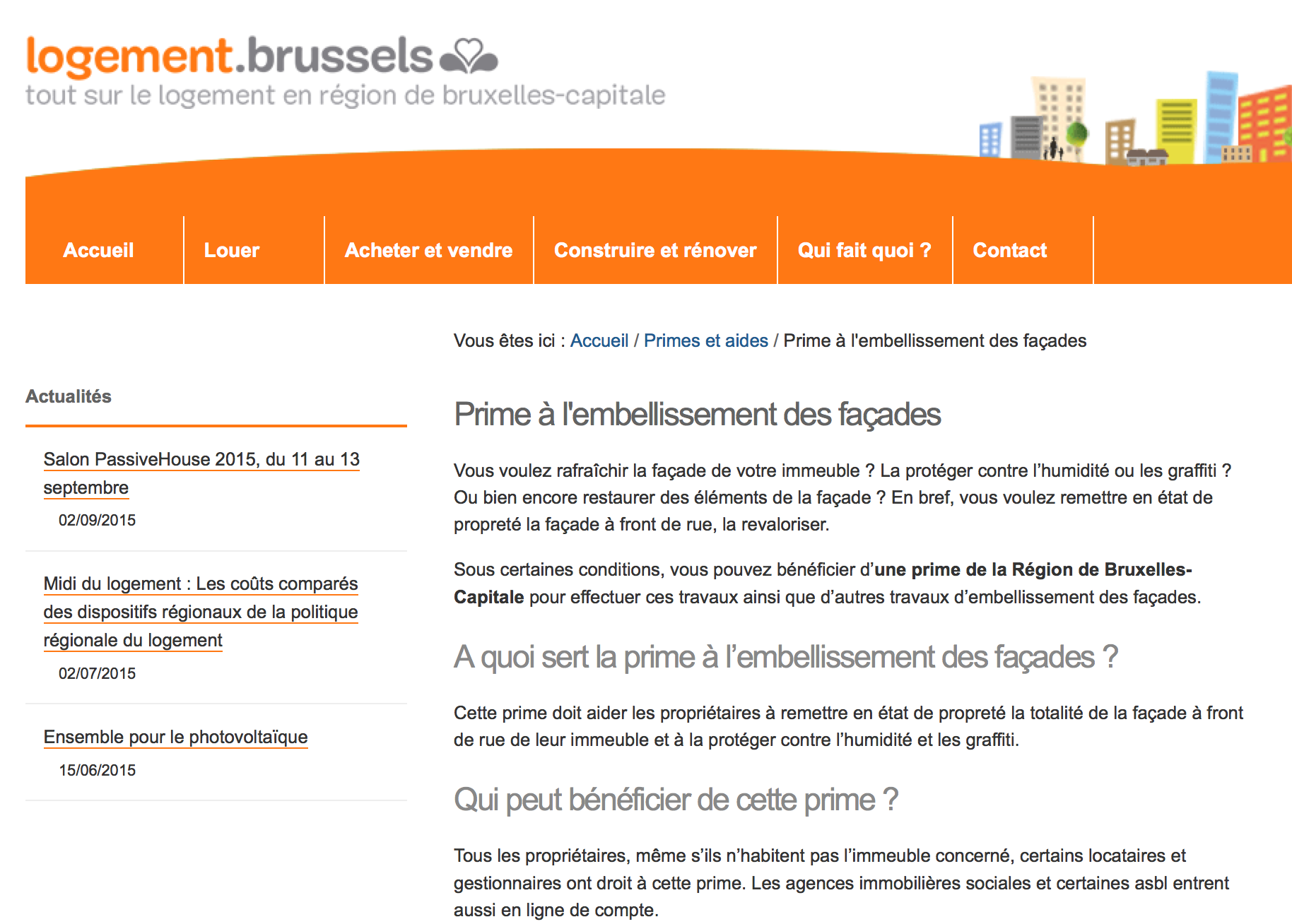 Prime à l'embellissement des façades