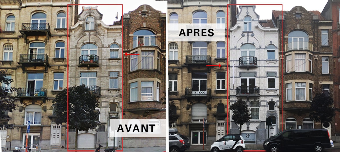 Installation d'échafaudages pour une maison située à Laeken